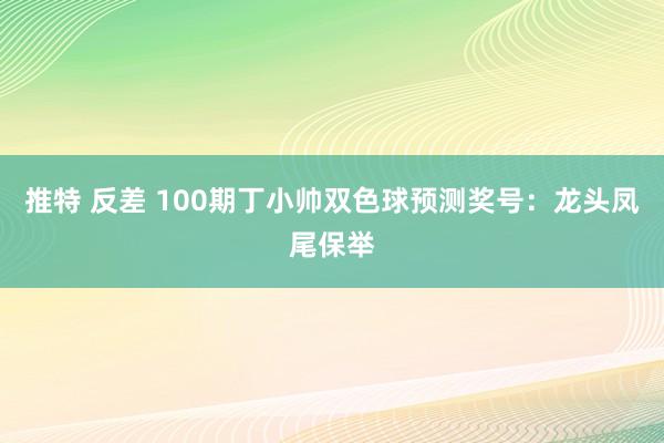推特 反差 100期丁小帅双色球预测奖号：龙头凤尾保举