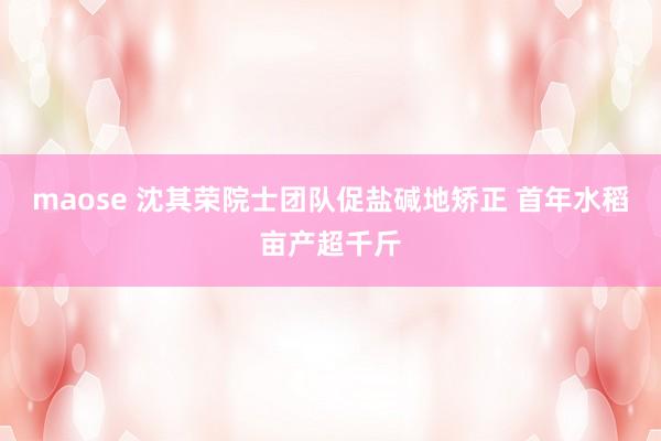 maose 沈其荣院士团队促盐碱地矫正 首年水稻亩产超千斤