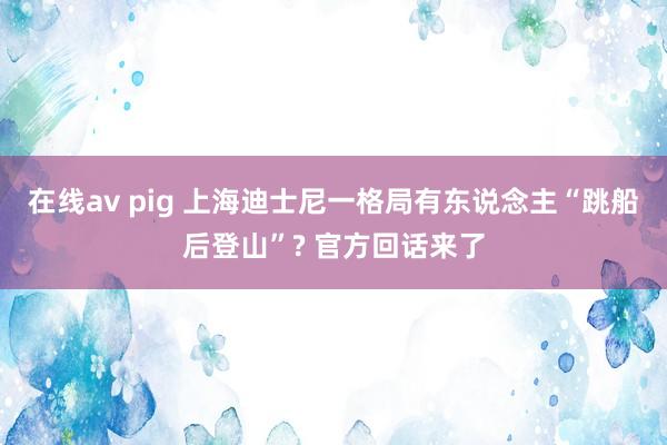 在线av pig 上海迪士尼一格局有东说念主“跳船后登山”? 官方回话来了