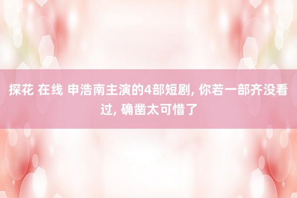 探花 在线 申浩南主演的4部短剧， 你若一部齐没看过， 确凿太可惜了